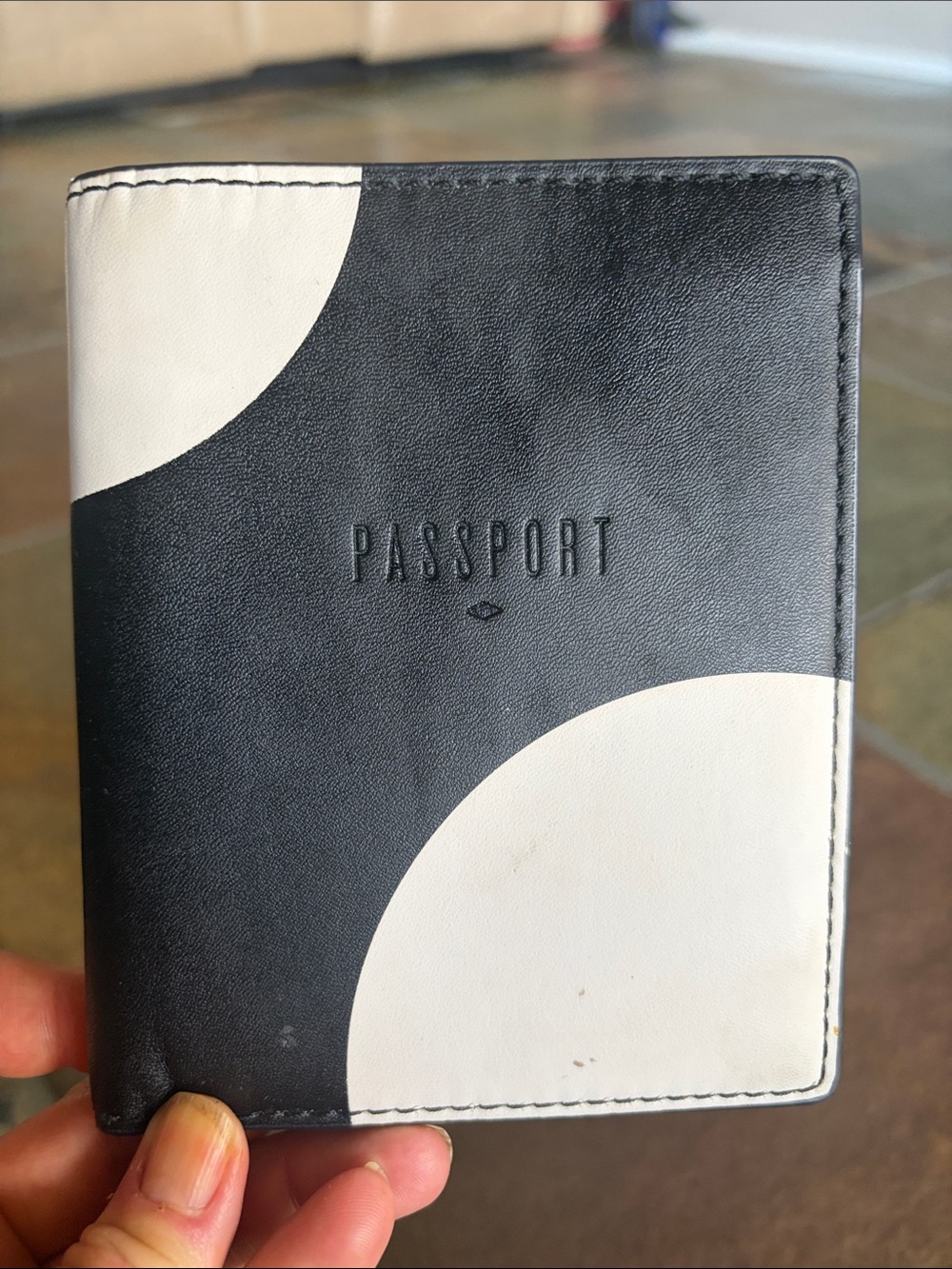 Fossil Black & White Passport Holder and Wallet